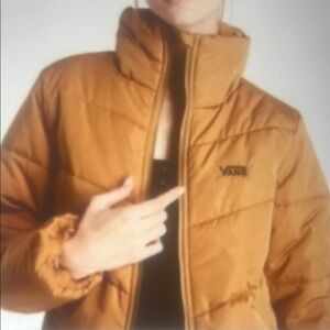 VANS Foundry Women's Puffer Cropped Rust Brown Jacket Size S